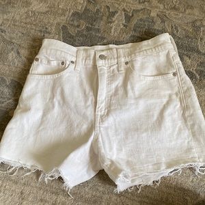 Madewell High Rise White Denim Shorts